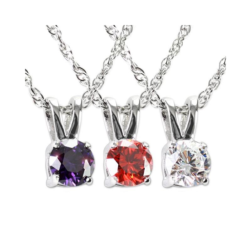 Solitaire CZ Pendant - Rhodium (SS)