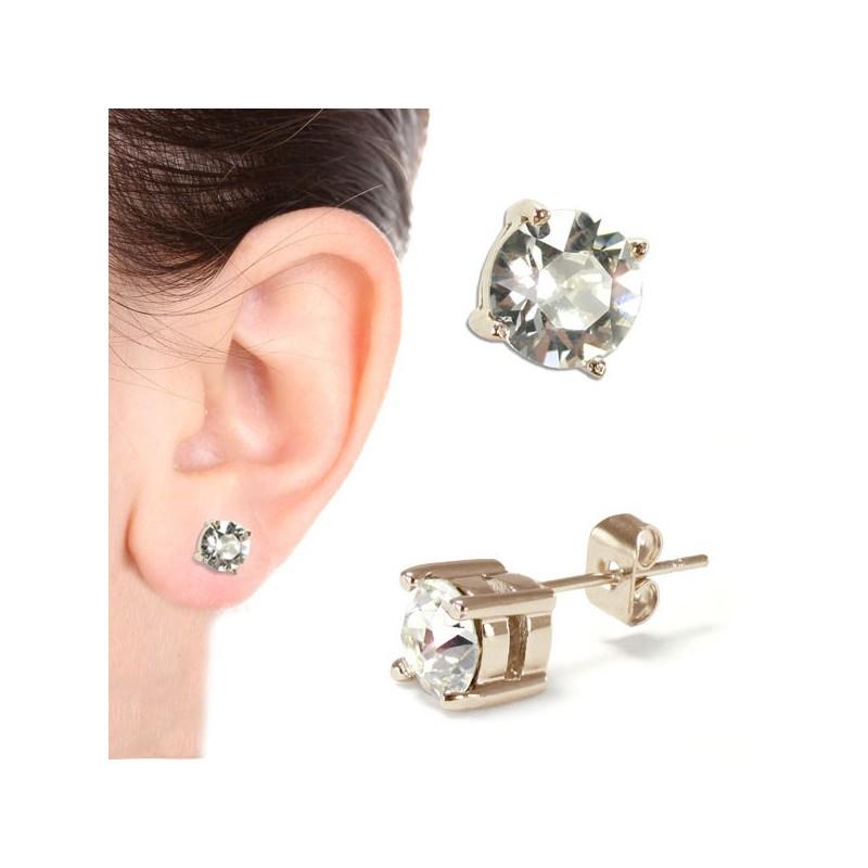 Solitaire Stud Earrings (Gold) 6mm Made with SWAROVSKI ELEMENTS