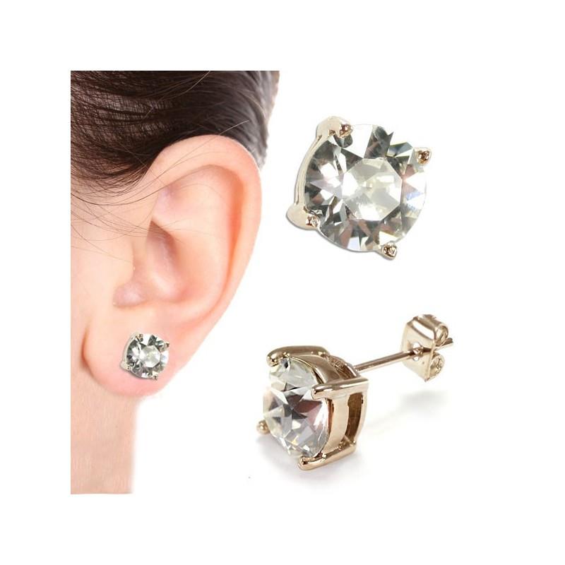 Solitaire Stud Earrings (Gold) 8mm Made with SWAROVSKI ELEMENTS