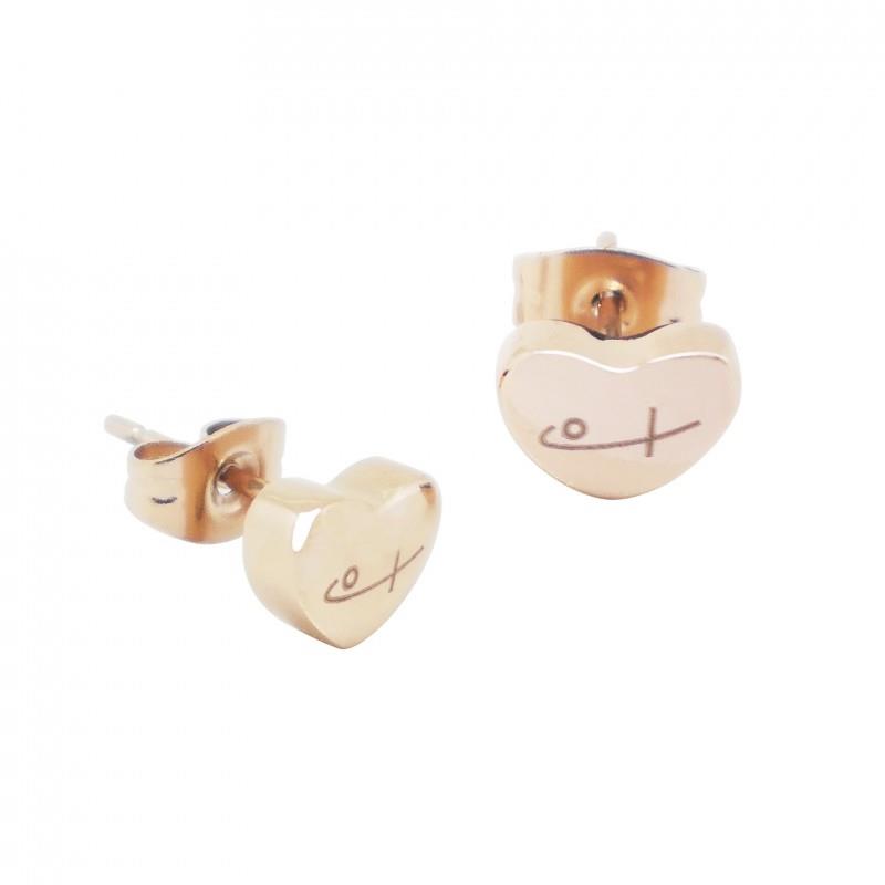 Tiny Heart Stud Earrings - Rose Gold (SS)