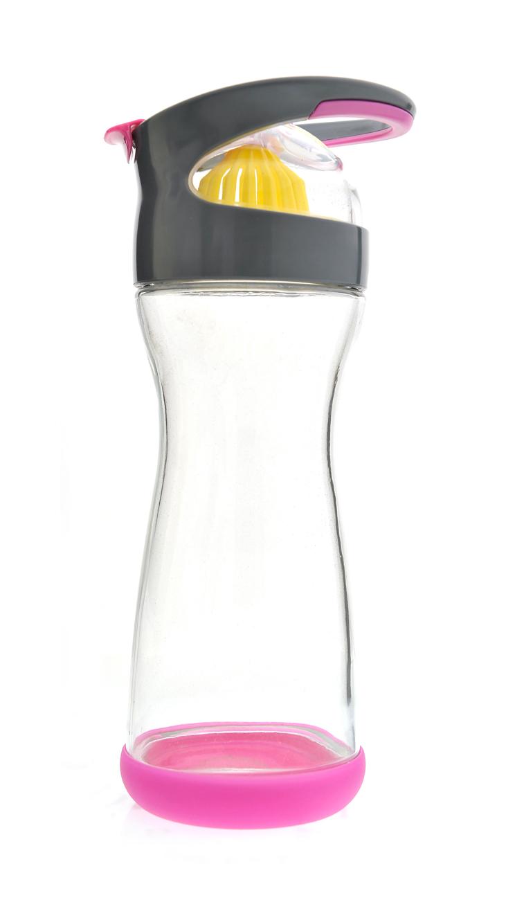 Wherever Water Lemon Glass Bottle-Raspberry Pink