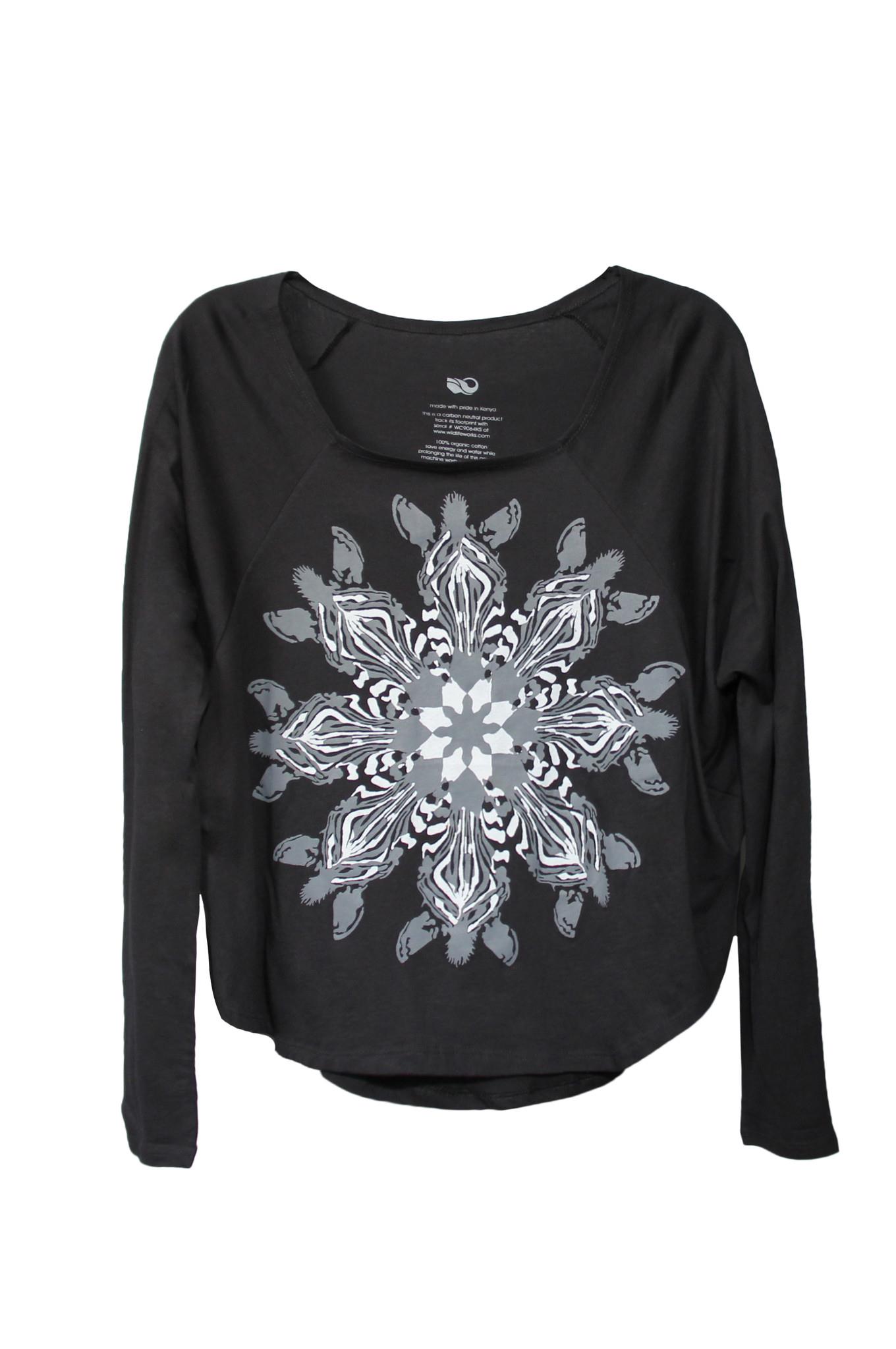 Mandala Zebra Long Sleeve Tee - Black